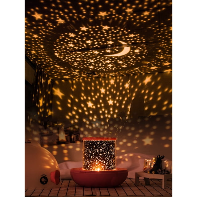 Control remoto y temporizador Diseño Seabed Starry Sky Proyector de estrella LED giratorio para dormitorio, luz nocturna para niños, lámpara de luna de color nocturno (rosa) JAMW Sencillez