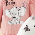thumbnail image 4 of masbird Newborn Baby Girl Fall Outfit Set Romper Pants Infant Clothes Long Sleeve Letter Embroidery Jumpsuit Bodysuit,Pink,0-3 M, 4 of 6