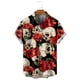 thumbnail image 4 of Camisas de moda con estampado floral de calaveras para hombre, divertidas camisetas de manga corta con estampado de calaveras en 3D, camisas hawaianas con solapa estampada para hombre, 4 of 5