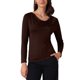 thumbnail image 1 of Camiseta ajustada de manga larga con cuello de cowl INSPIRE CHIC para mujer, suave, talla XS, color marrón café, 1 of 6