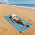 thumbnail image 5 of Lksixu 2 in 1 Convertible Beach Towel & Backpack, Vintage Turkish Microfiber Beach Towel with Inner Zip Pocket, Sand Free Quick Dry Bath Towel, Packable Beach Mat & Carry Bag for Pool Camping Travel, 5 of 7