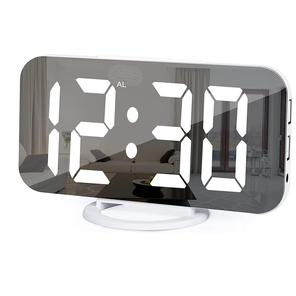 Digital Alarm Clock, Alarm Clocks for Bedrooms, Large Display Mirror