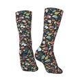 Goofa Autumn Fox Owl Printed Men's Crew Socks, Soft Durable Breathable