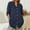 Navy, variant on Trendsetting Women's Apparel Fashion Plus Size Womens Solid Color V-neck Loose Button Blouse 3/4Sleeve Casual Work Tunic Tops