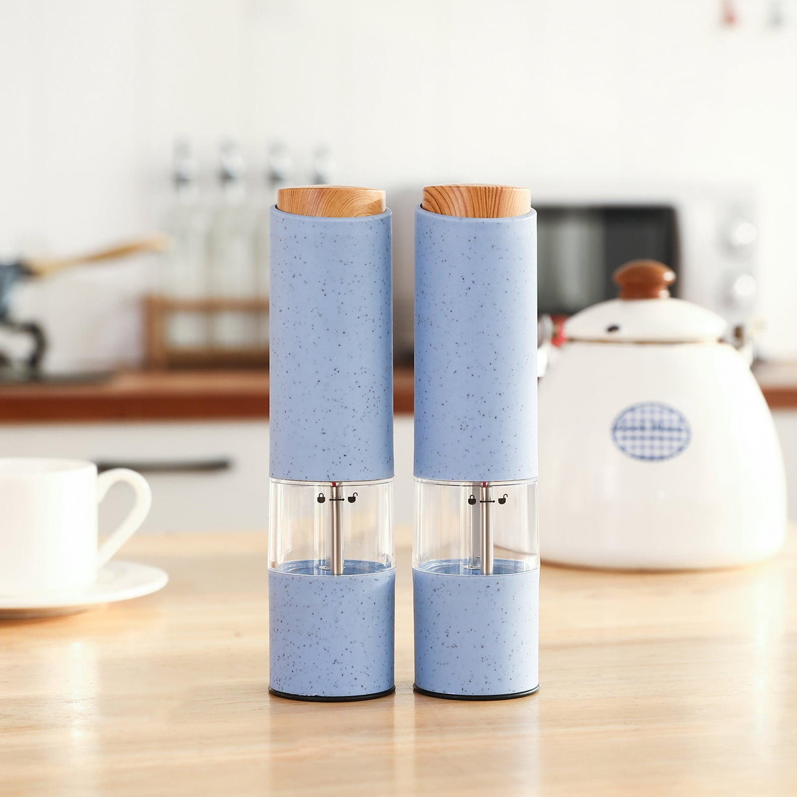 D-GROEE 2Pcs ZX-D39 Electric Pepper Grinder Automatic Adjustable Coarseness Seasoning Spice Mill with LED for Pepper Salt Cumin