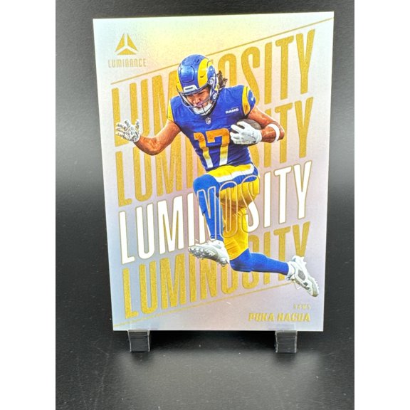 Collectible 2025 Panini Luminance Puka Nacua #LUM-PNA Base Insert Football Trading Card Los Angeles Rams NFL Football Trading Card
