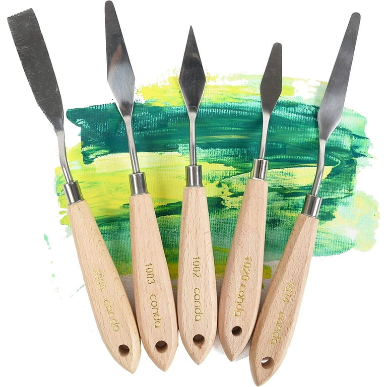 Conda Palette Knife Set -10pcs Stainless Steel Spatula Pallet Knife Painting Tools Metal Knives Wood Handle with Different Shapes and Sizes