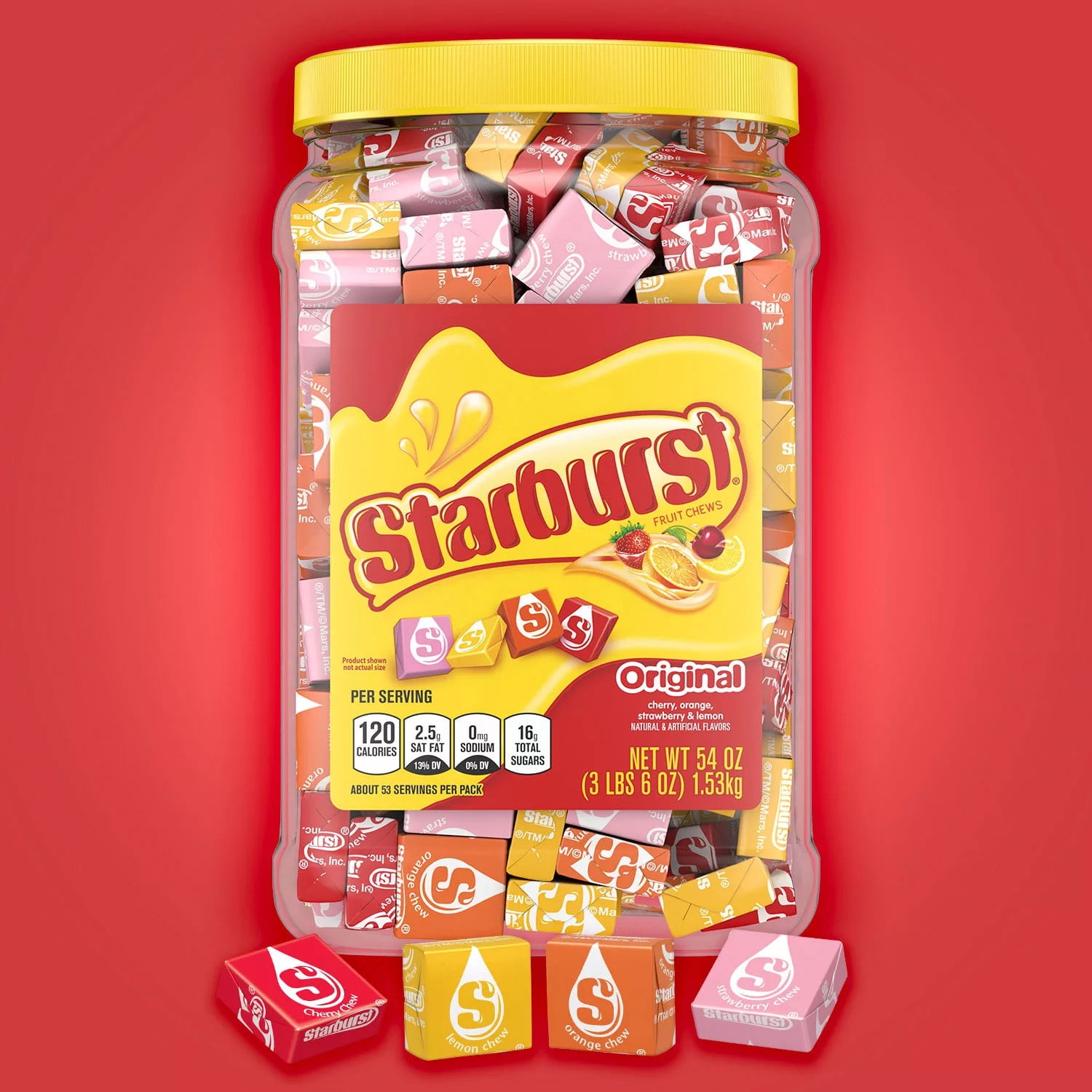 Starburst Original Fruity Chewy Candy Bulk Jar (3lbs 6oz)