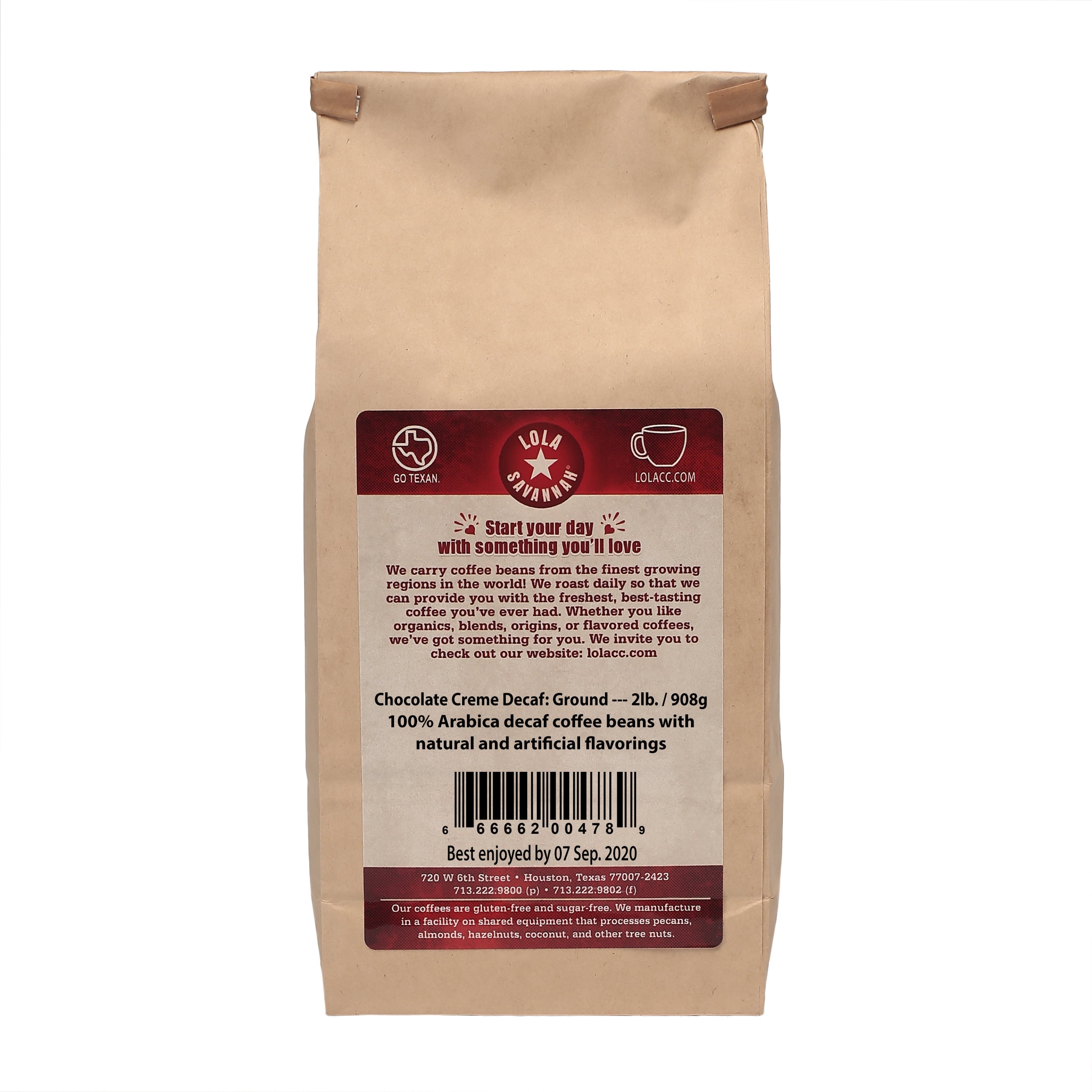Lola Savannah Chocolate Creme Ground Coffee - Decaf 2lb Bag