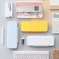 thumbnail image 4 of Pencil Box, 1 Pack Hard Pencil Case with Snap-Tight Lid, Stackable Plastic Crayon Box for Marker, Large Capacity Office Supply Storage Organizer(White), 4 of 7