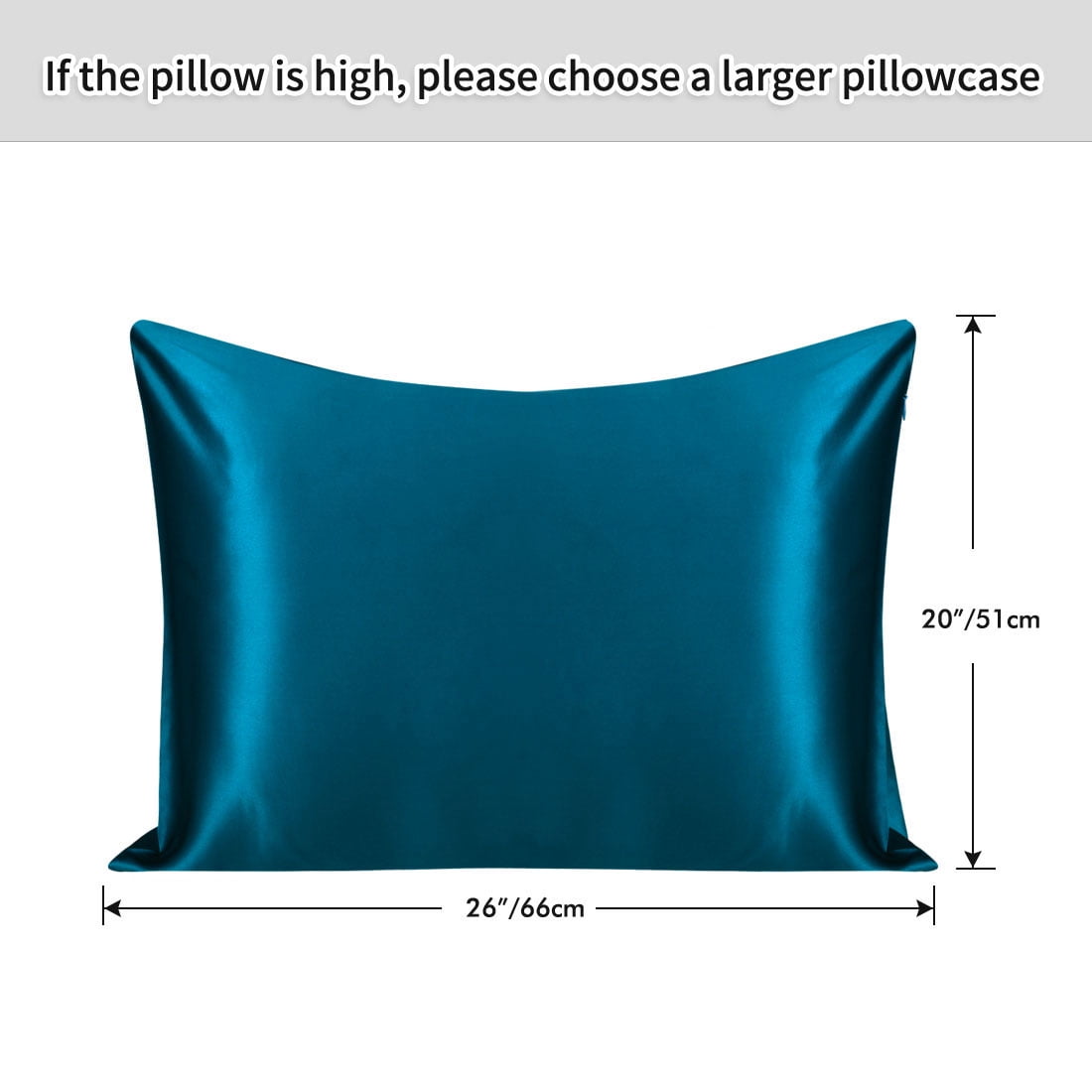PiccoCasa 25 Momme Silk Pillowcase with Zipper Closure, Standard Peacock Blue