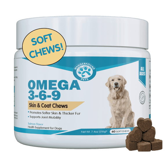 Wanderfound Pets - Omega 3 for Dogs, Skin and Coat Fish Oil, Dog Itch Relief, Soft Chews