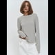 thumbnail image 5 of Camiseta de Larga A Rayas para Mujer, Cuello Redondo, Corte Holgado Gris S, 5 of 10