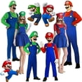 thumbnail image 1 of Super Mario Costume Adults Kids Boy Girl Cosplay Fancy Dress Up Party Outfits, 1 of 2