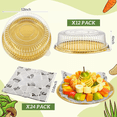 thumbnail image 2 of 12 Pack Heavy-Duty Reusable Gold Round Plastic Serving Trays with Clear Lids and 24 Count 12 Inch Deli Wax Paper Sheets, 2 of 7