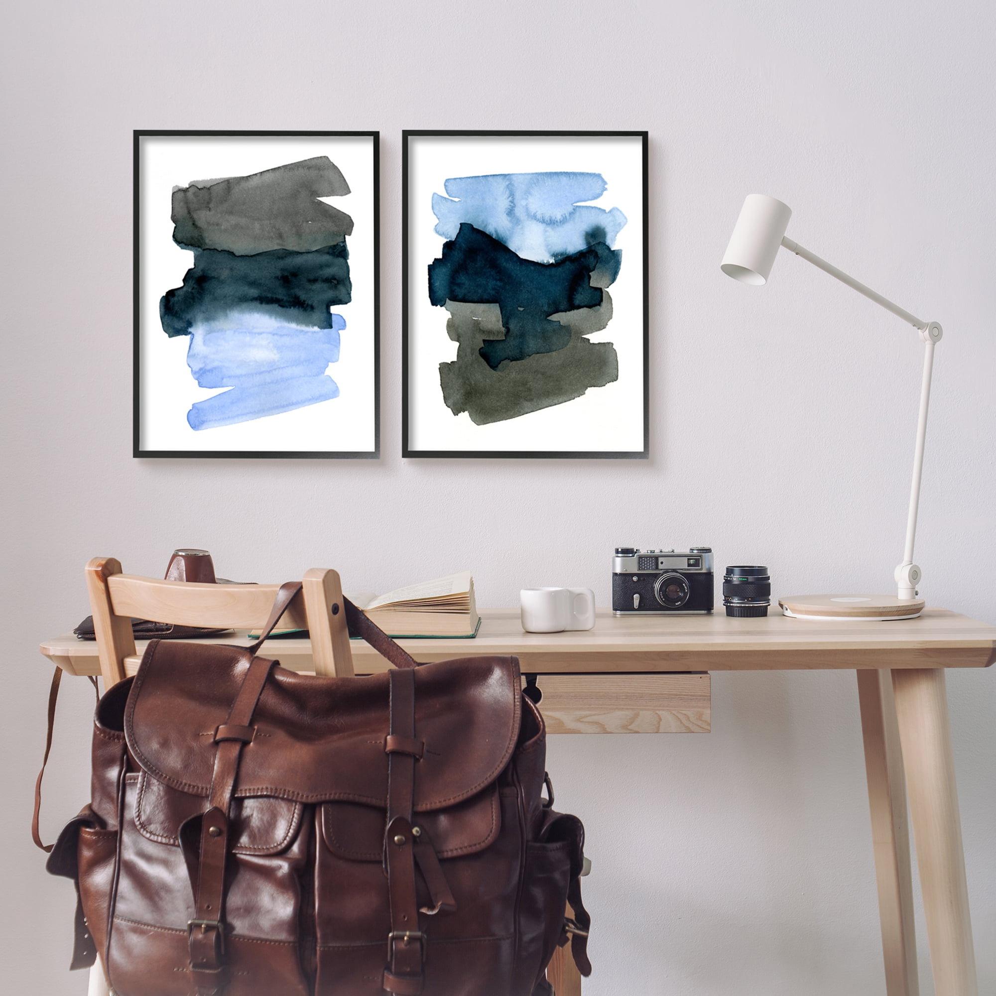 Stupell Industries Energetic Blue Brush Strokes Abstract Ombre Black Framed, 16 x 20, Design by Emma Caroline