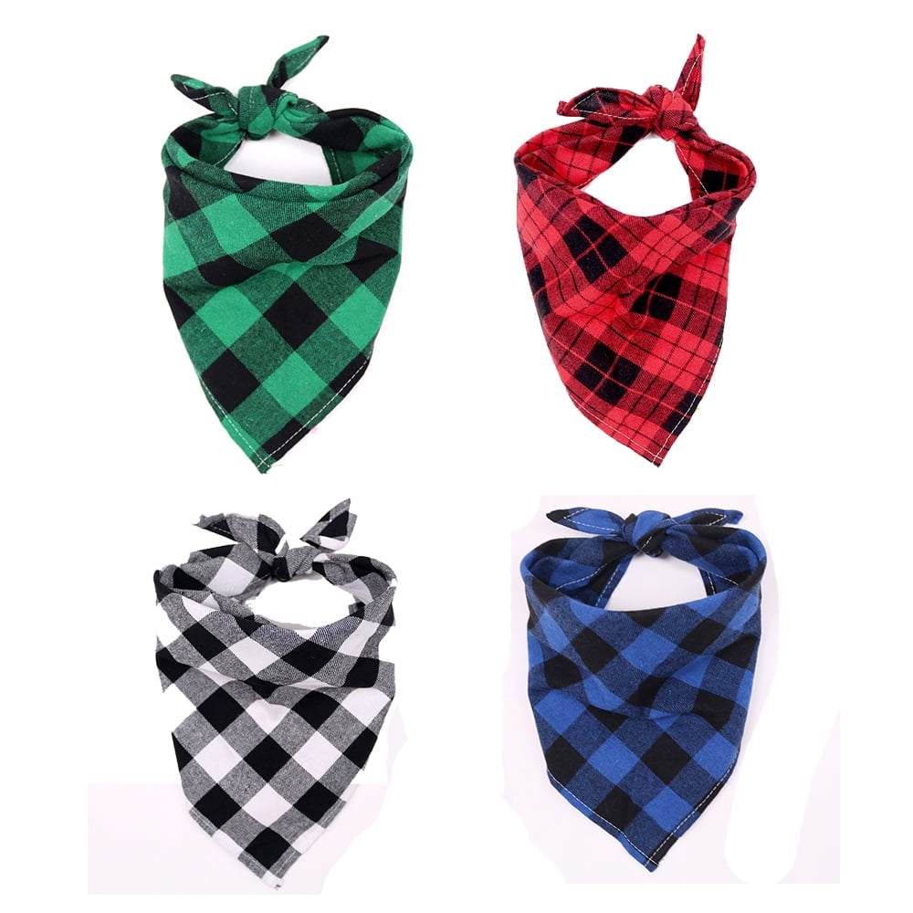 4pcs Plaid Dog Bandanas Triangle Reversible Pet Scarf for Boy and Girl Premium Durable Fabric Bandana for Small Medium Large and Extra Large Dogs Walmart
