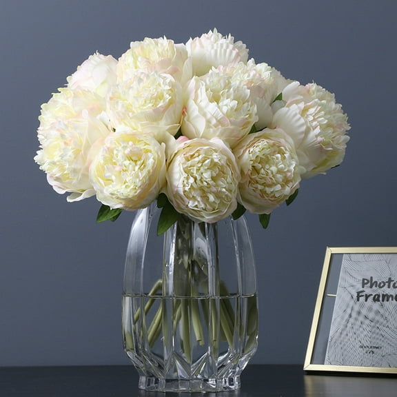 Ludlz Fake Flowers Vintage Artificial Peony Silk Flowers Bouquet Wedding Home Decoration, 1 Bouquet 5 Heads Peony Artificial Faux Silk Fake Flowers for Home Wedding Decor