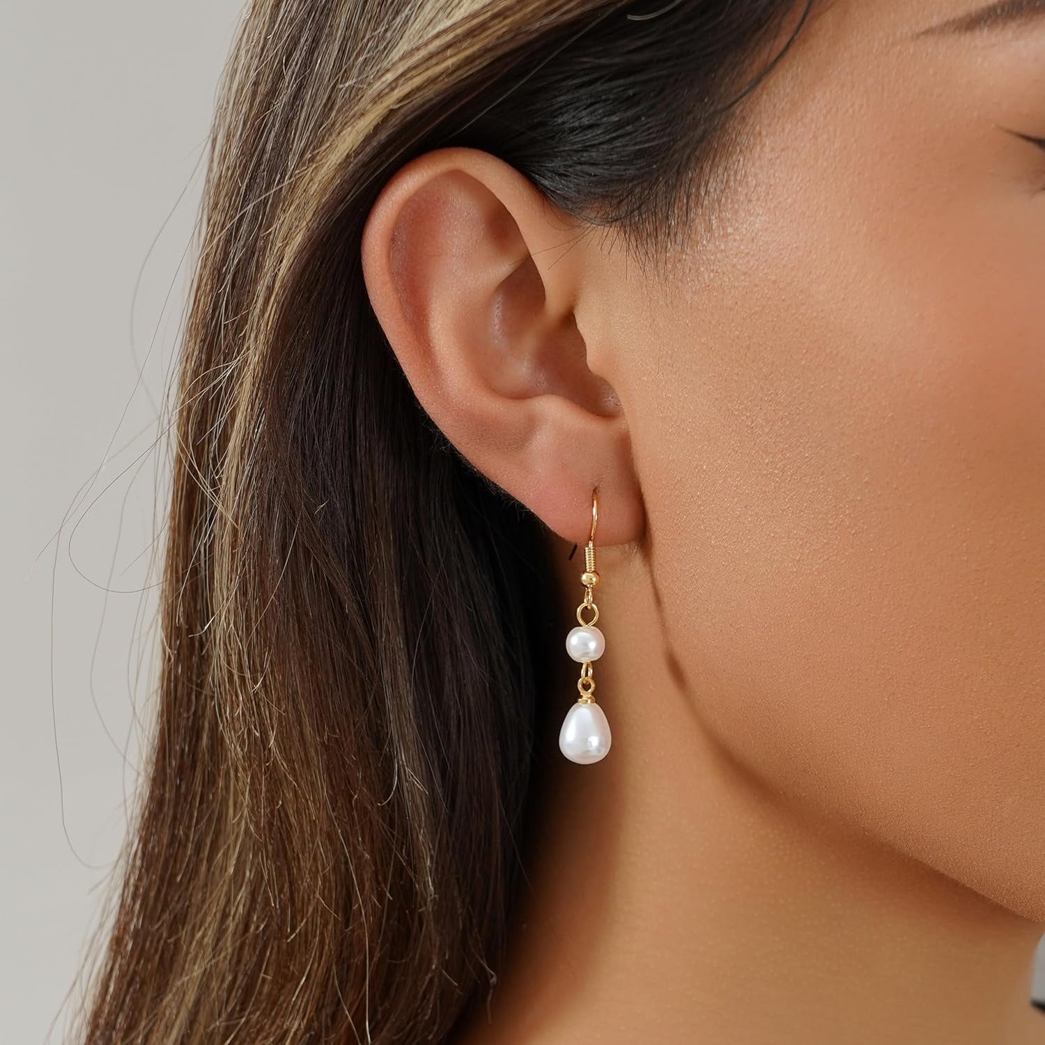 14K Gold Plated Pearl Drop Earrings For Women - Hypoallergenic, Waterproof, Non-Tarnish Dangle Jewelry