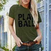 MIARHB 2021 Women's Concise Fashion Letter Print Round Neck Short Sleeve Tops going out tops for women
