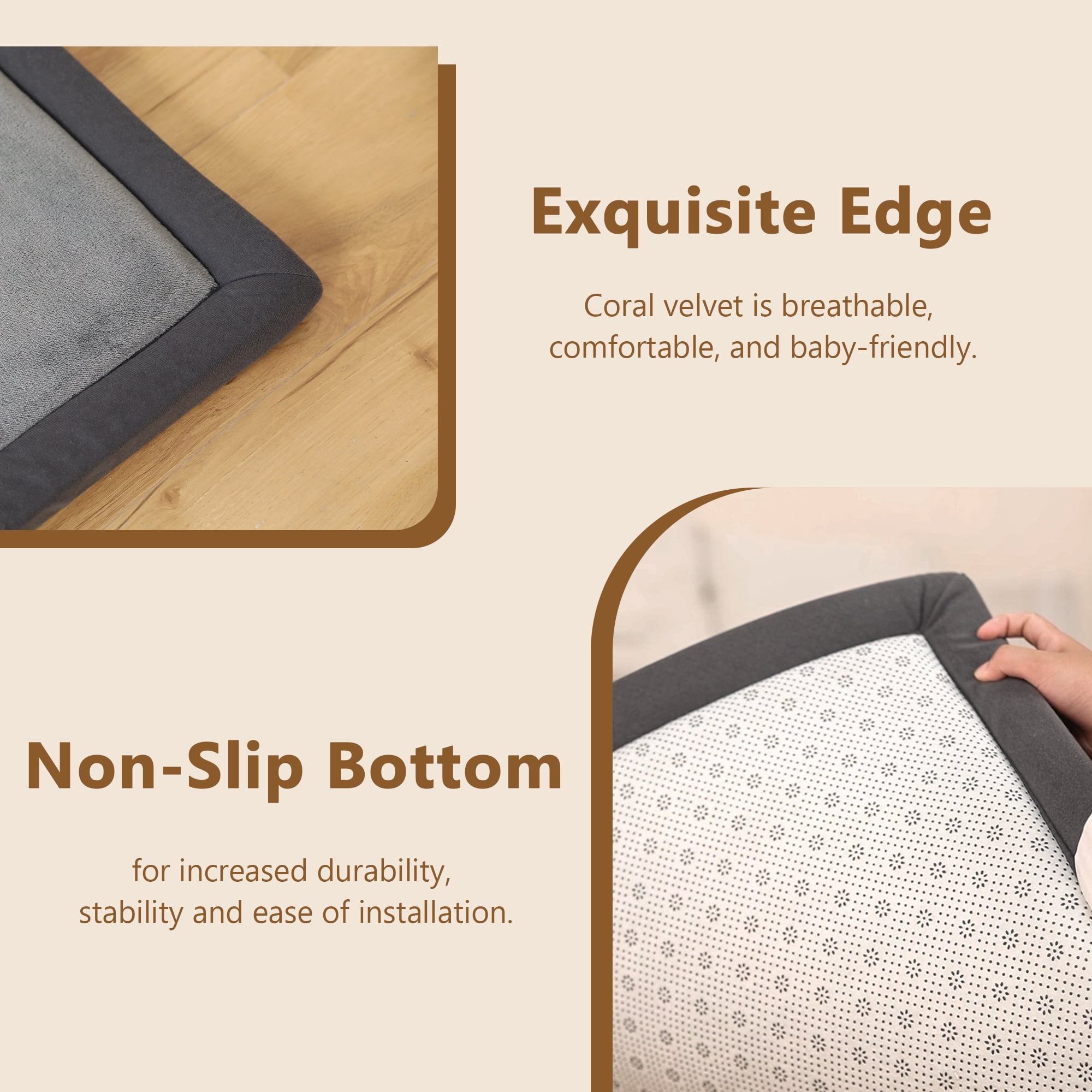 Baby Play Mat for Floor, 1.3'' Thick Memory Foam Tummy Time Mat - Super Soft Coral Velvet Nursery Rug with Non-Slip Backing, Crawling Rug for Toddlers/Infants, Yoga & Tatami Use, 71''x 79''