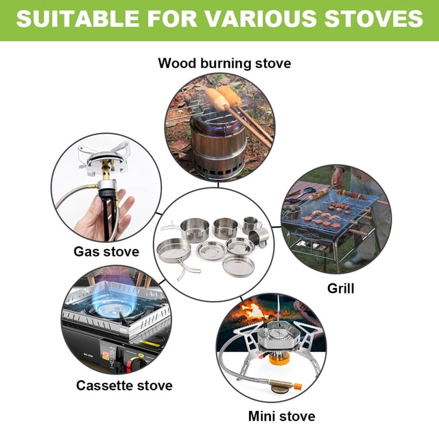 Kitchenware set,And Pan Set Pan Set With Set With Plates Stainless Steel Pot Cookware Mess Kit With Plates Cups Kit 8pcs Stainless Plates Cups 8pcs Stainless Steel Kit Qisuo Cookware Eryue