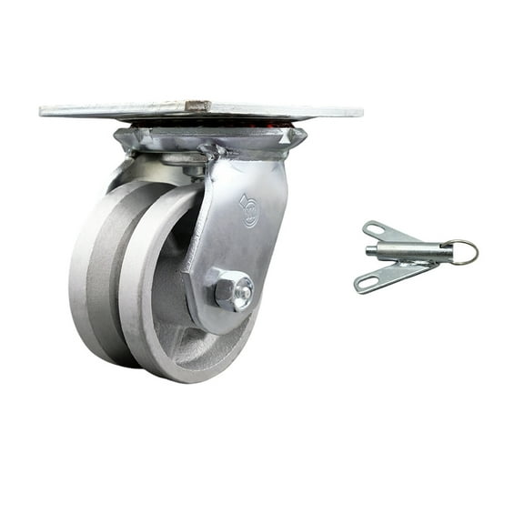 4 Inch Heavy Duty V Groove Semi Steel Caster with Roller Bearing and Swivel Lock