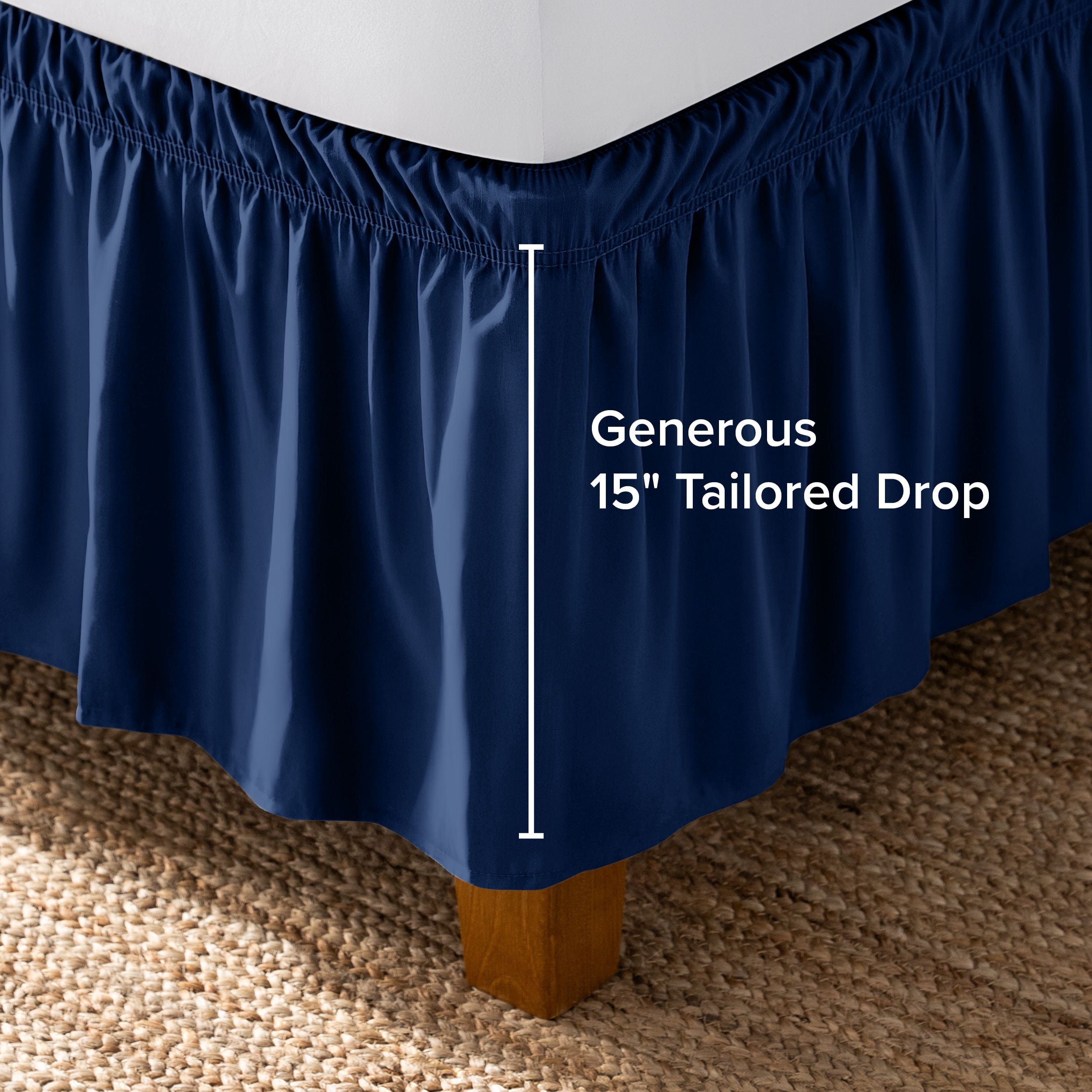 Bare Home  Adjustable Wrap Around Bed Skirt Twin XL - Dark Blue