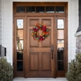 thumbnail image 4 of Northlight Artificial Floral and Pinecone Fall Harvest Wreath - 22" - Orange and Burgundy, 4 of 10