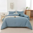 thumbnail image 3 of Dusty Blue Comforter Set Queen, 3pcs(1 Boho Blue Comforter & 2 Pillowcases) All Season Soft Bedding Lightweight Bedspread Blanket Quilt, 3 of 9