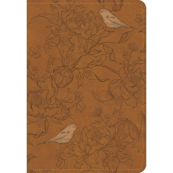CSB Large Print Personal Size Reference Bible, Optimal Type, Digital Study Edition, Brown Floral Leathertouch, Indexed, (Hardcover)