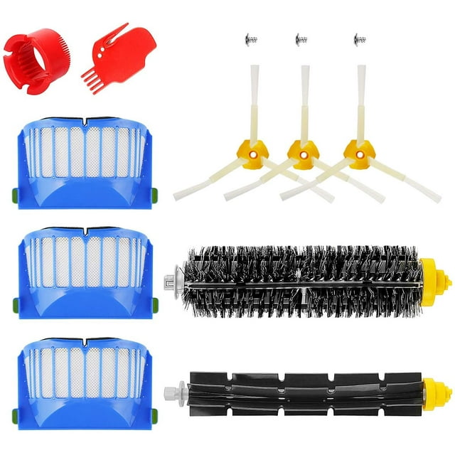 10 Pieces Brushes Kit Replacement for Roomba 600 Series Robot Vacuum Cleaner Accessories - Include Side Brushes, Filters, Bristle Brush and Rubber roller and etc.