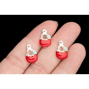 BEADS DISCOUNTER INC Silver purse shape Enamel charms Red rhinestone precious metal-Czech crystal wide bracelet charms