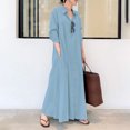 thumbnail image 2 of Linen Casual Maxi Dress Women Long Sleeve Lapel Pocket Shirt Dress Comfortable Relaxed Fit Stylish Versatile Outfit, 2 of 2