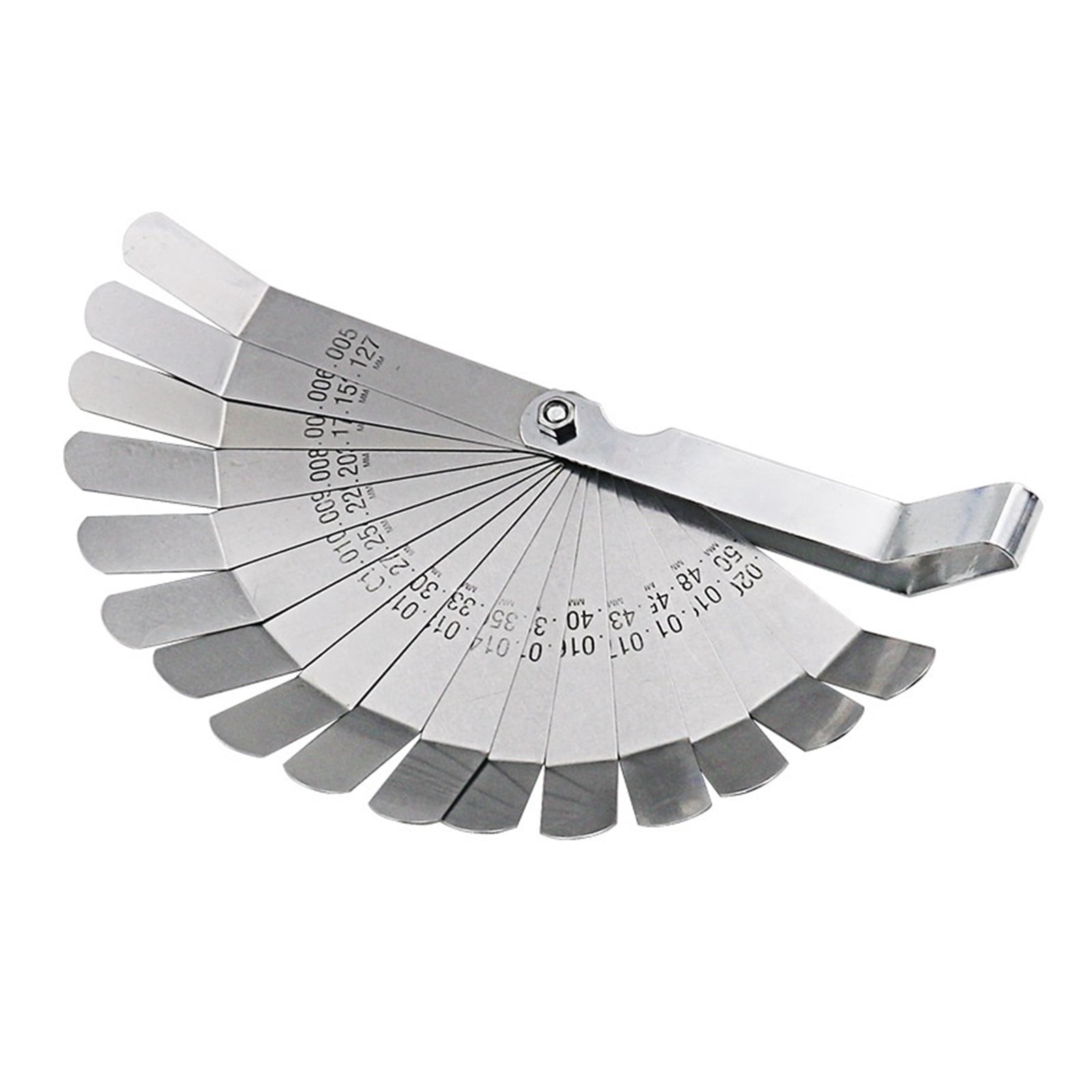 Feeler Gauge Metric 0.127-0.508mm 0.005-0.020 Inch Valve Offset Feeler Gauge High Strength 16 Blade Easy To Use ,Easy to Use