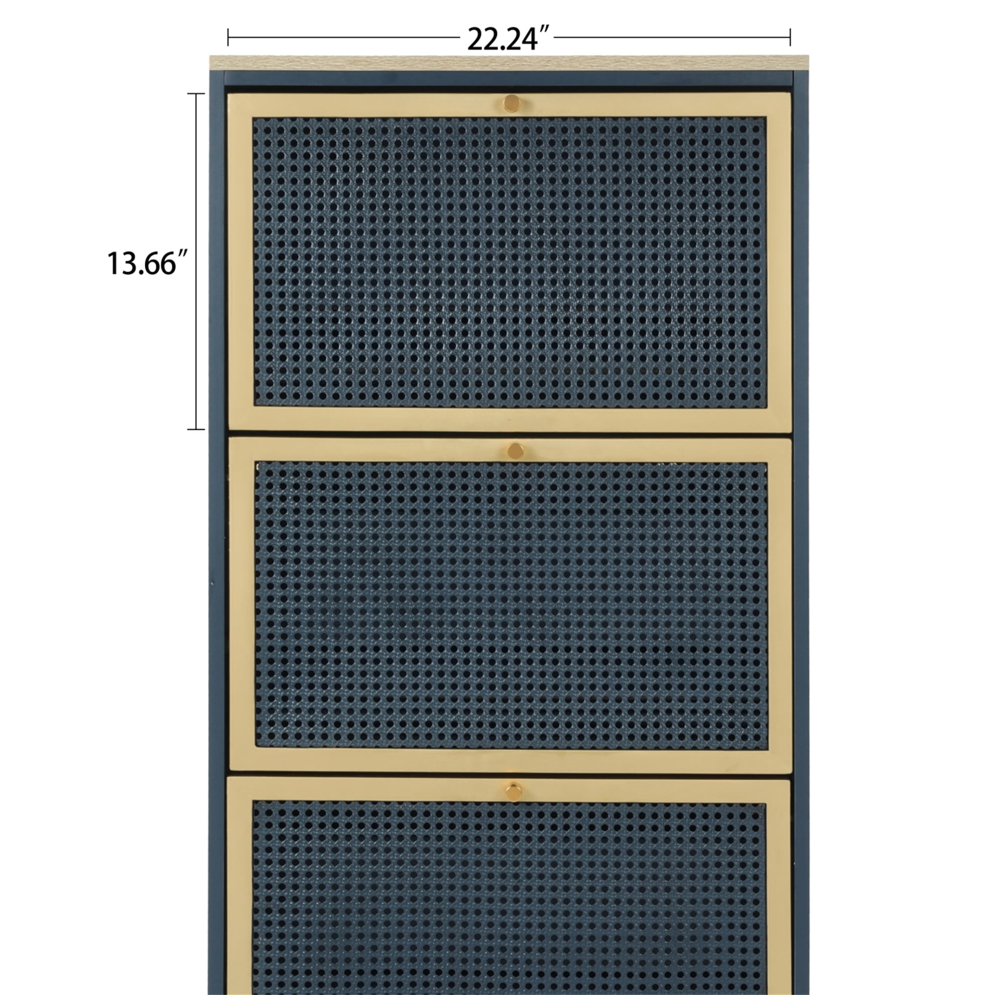 YYAo Shoe Rack Storage Cabinets, 3-Tier Metal Rattan Door Shoe Rack for Living Room Bathroom, Blue&Gray YYAo Shoe Rack Storage Cabinets, 3-Tier Metal Rattan Door Shoe Rack for Living Room Bathroom, Blue&Gray
