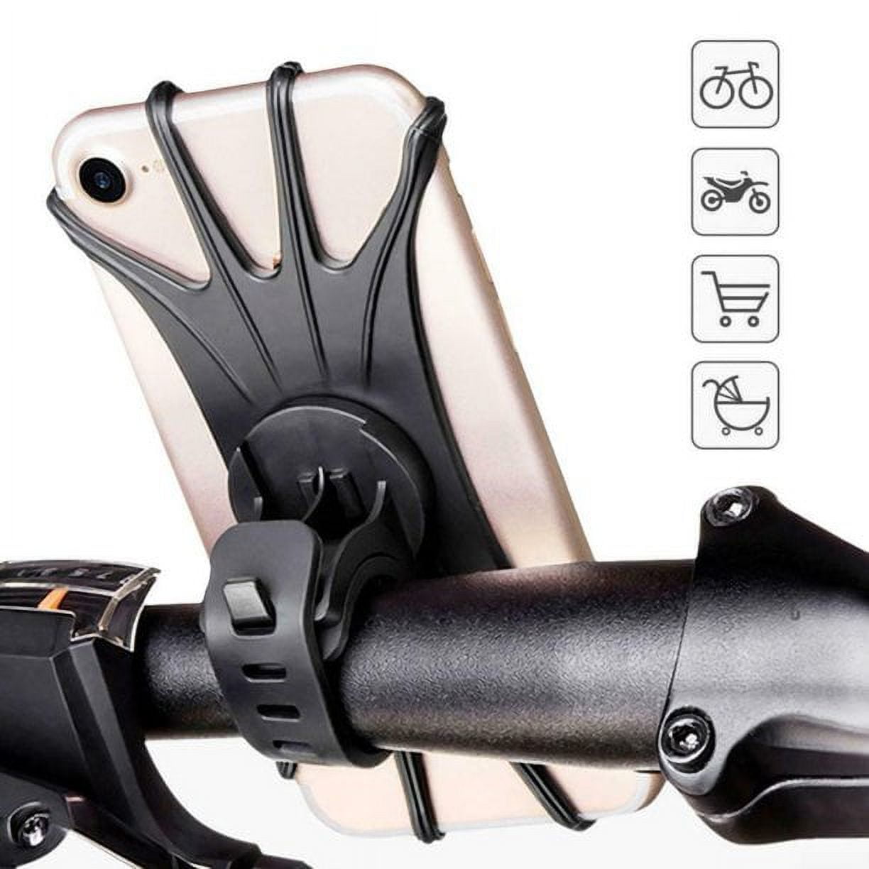 Bike Phone Mount, Universal Bike Cell Phone Holder, 360° Rotatable, Silicone Bicycle Phone Mount Compatible with iPhone 12/Pro/mini/11/Xs/Max/Xr/X/7/8/Plus