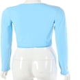 thumbnail image 3 of Women Sexy Slim Crop Tops Deep V-Neck Front Lace-up Base Shirt, 3 of 6