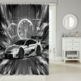 thumbnail image 2 of Sports Car Fabric Shower Curtain Racing Sports Game Shower Curtain Retro Grey Race Car Bathroom Shower Curtain Sets Cool Sports Grunge Vintage Decor Bath Curtain 72"Wx78"L, 2 of 4