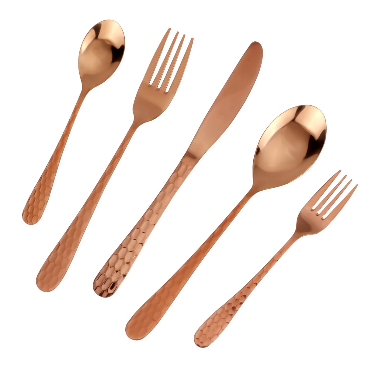MDEALY 30Piece Copper Silverware Flatware Cutlery Set, Stainless Steel
