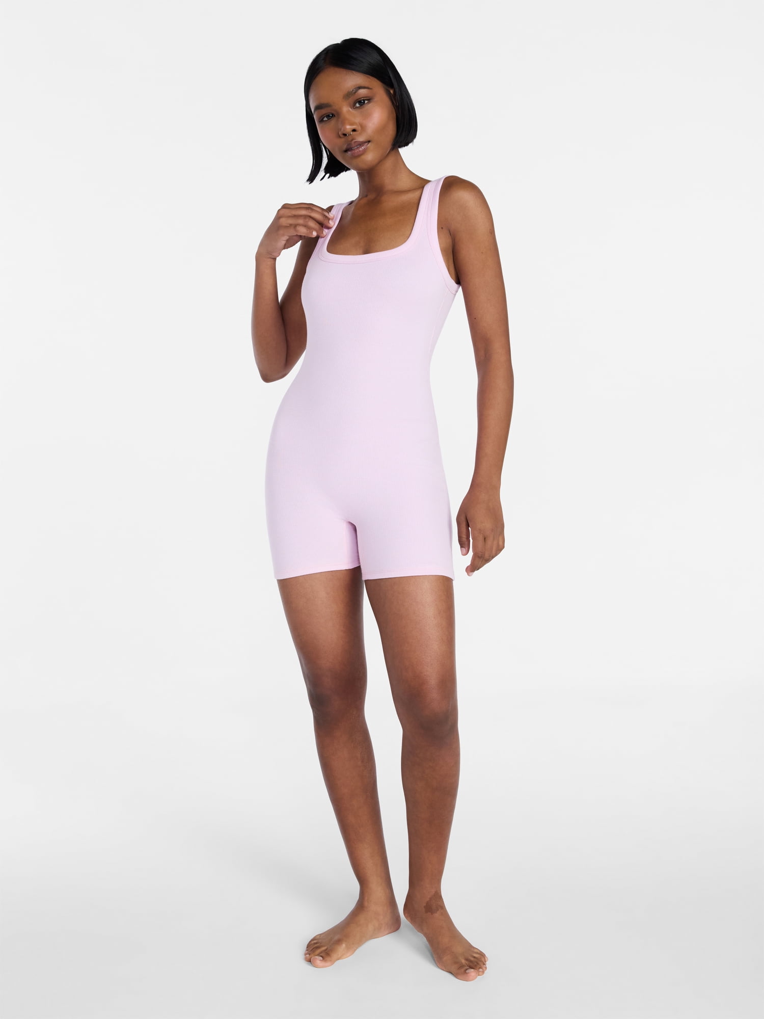 No Boundaries Cotton Stretch Ribbed Cozy Romper, Women's XS-XXXL