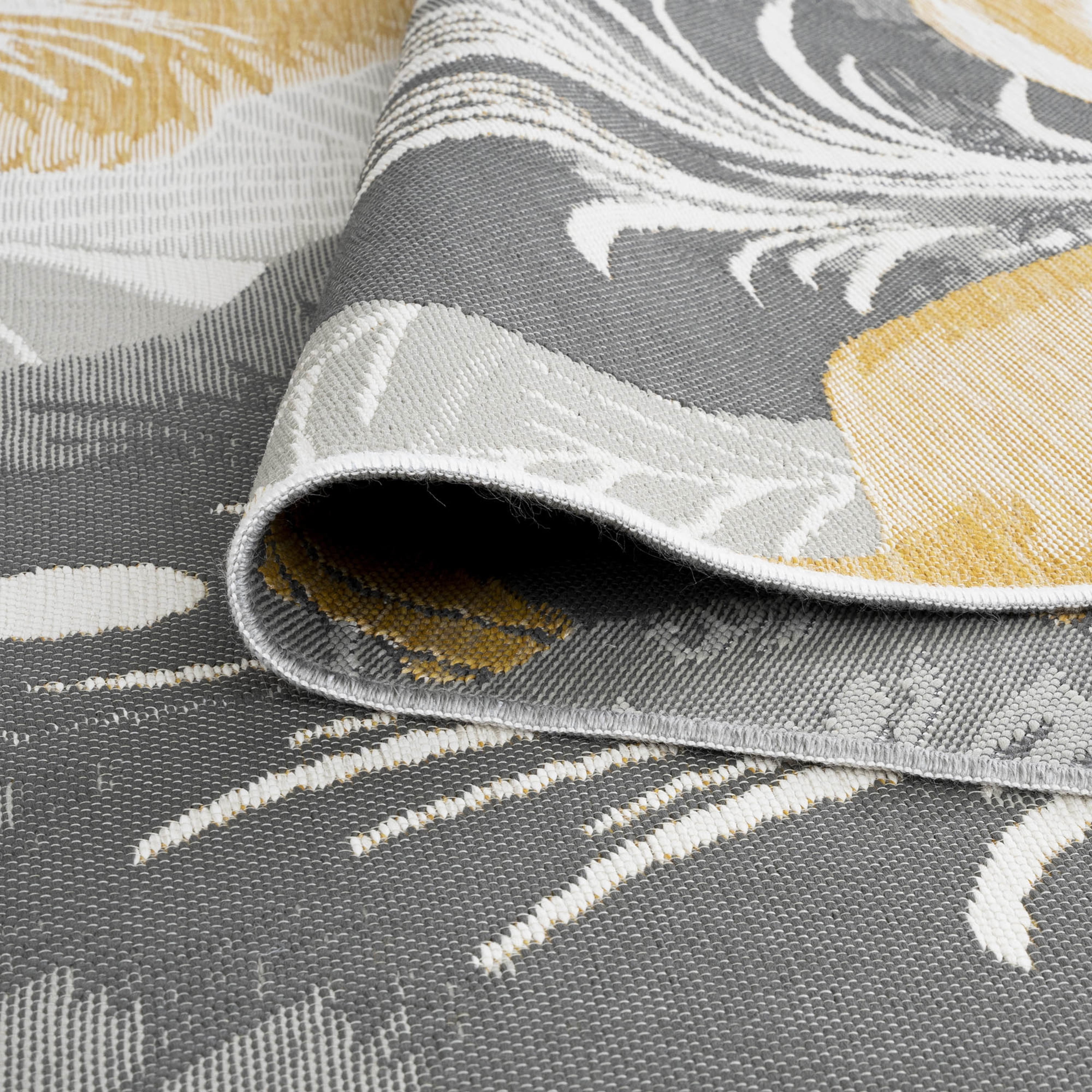 Bliss Rugs Floral Indoor Outdoor Rug Reversible Runner Rug for Patio, Hallway, Entryway, Deck, Cream ,2' x 8'