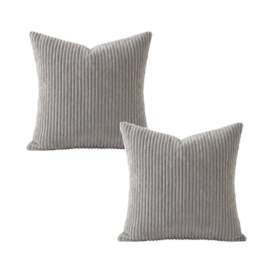 Pack of 2 Pillow Covers 18x18 Inch, Soft Boho Striped Corduroy Throw Pillow Covers, Decorative Square Cushion Cases for Sofa, Bedroom, Couch, Home Decor, Spring Pillowcases Set