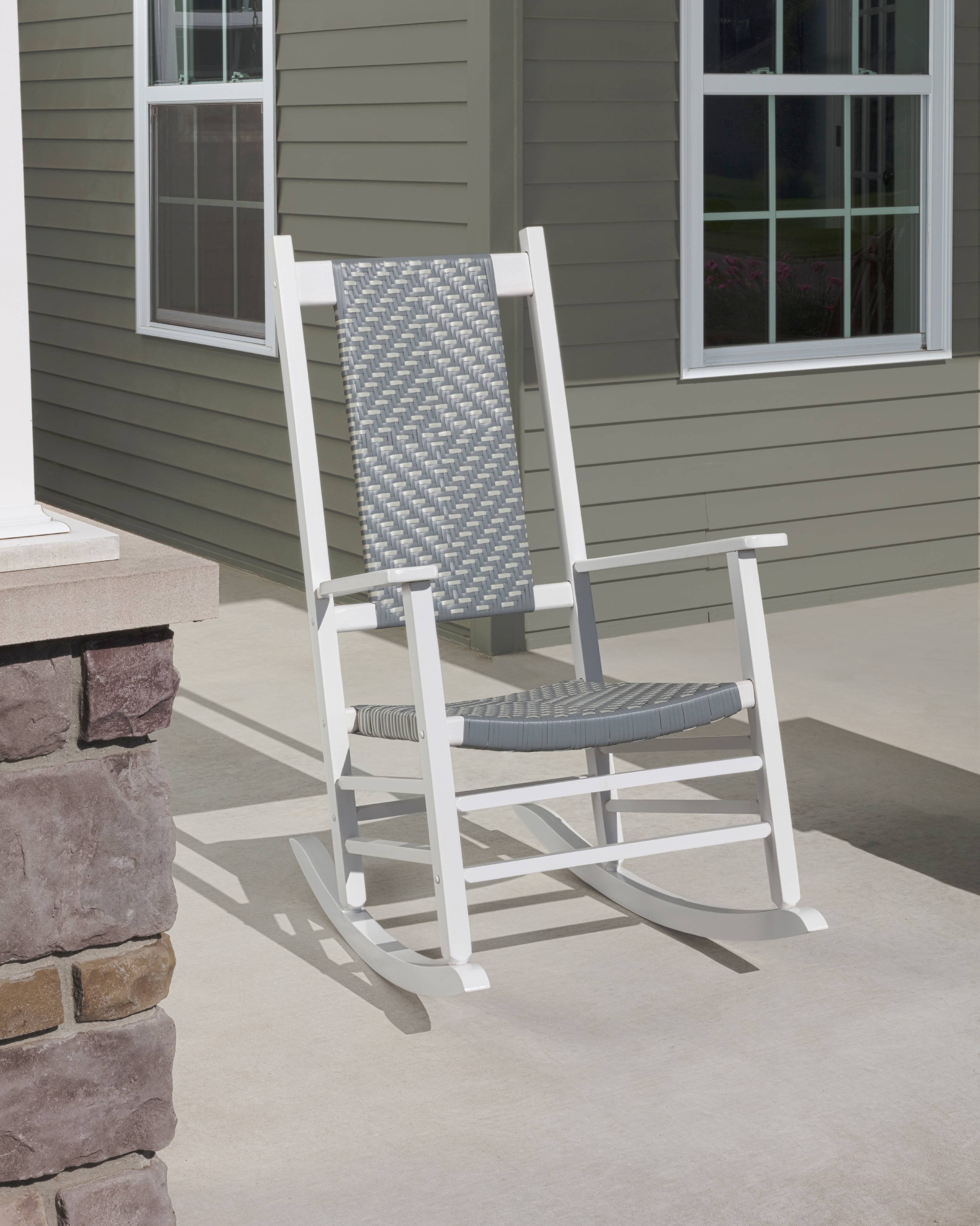 Jack Post Knollwood Rocker With Wicker In White & Gray - image 3 of 3