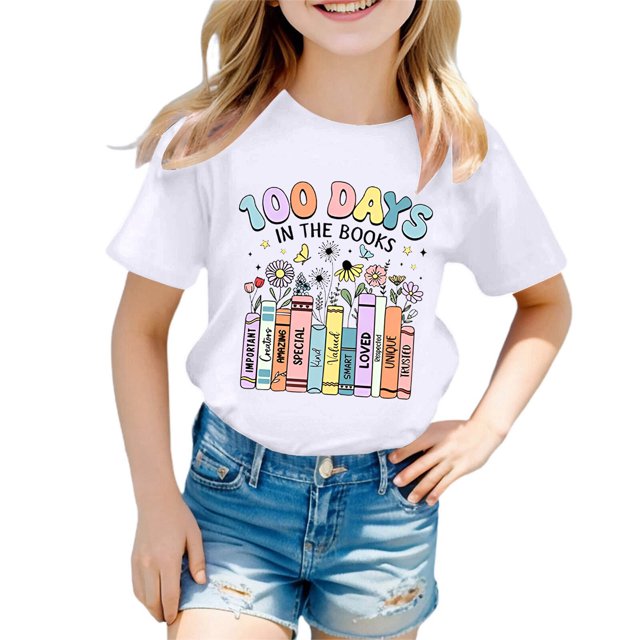 TZEWGL T-Shirts For Newborn Graphic Print Round Neck Loose Short Sleeve Top For Baby size 3-4T