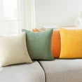 thumbnail image 2 of 4PCS Corduroy Pillow Covers, Boho Throw Pillow Covers 18" x 18", Striped Design for Couch, Beige Orange Green Yellow, Long-lasting and Soft Fabric, 2 of 5