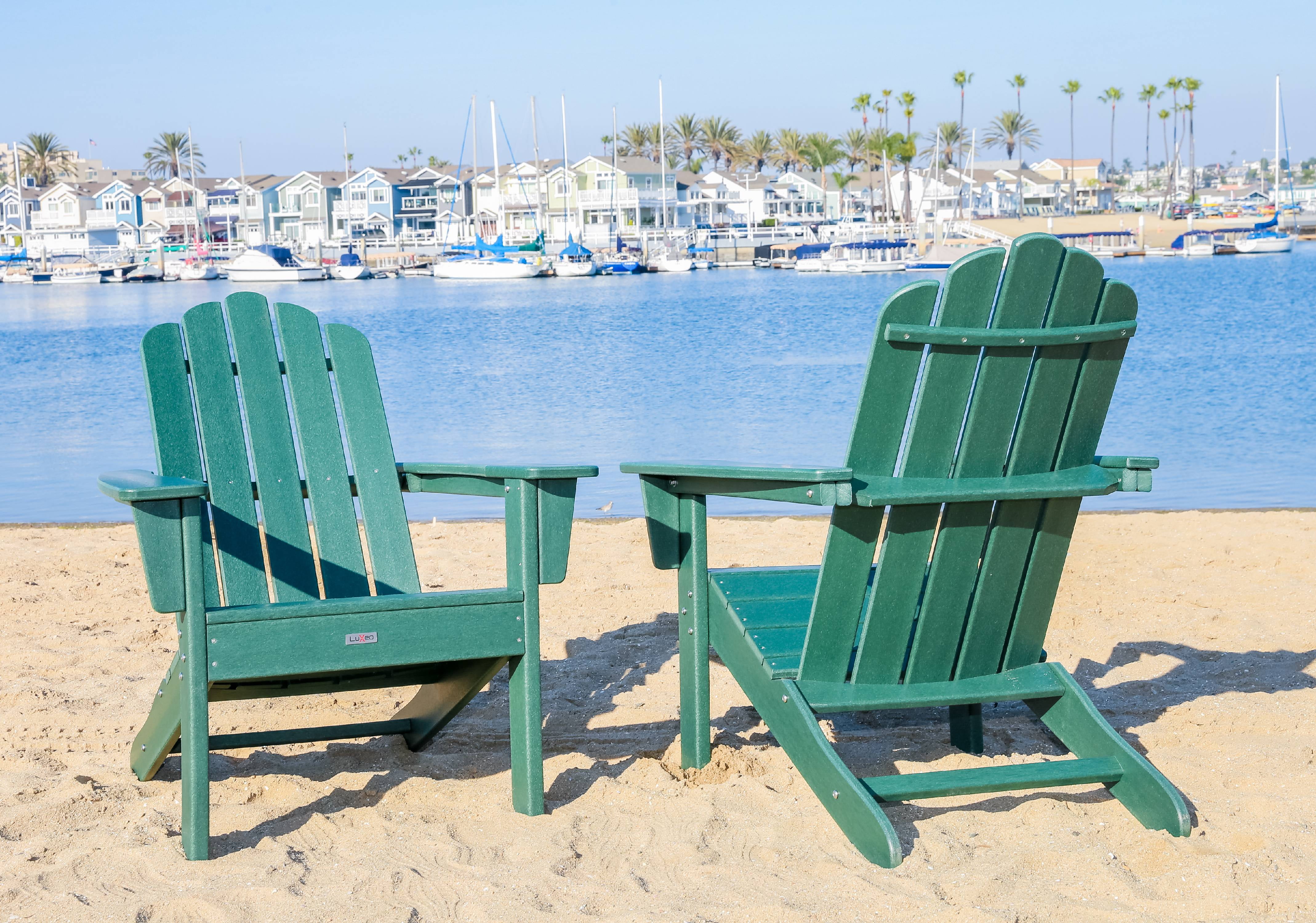 LuXeo Marina Hunter Green Poly Outdoor Adirondack Chair (2 Pack
