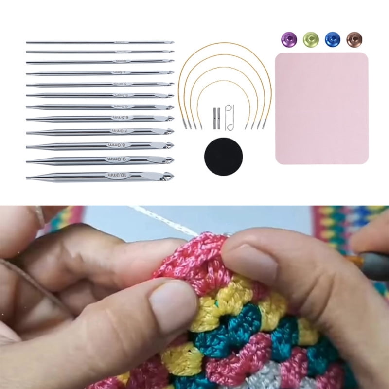 Zecic Aluminum Tunisian Crochet Hook Needle with Case for Knitting Weaving