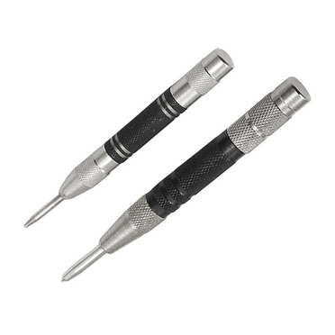 FACEGA 2 Pcs Center Punch,Powerful Spring Glass Hole Punch,Versatile Marking Drilling Tool Pen,Silver