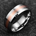 thumbnail image 4 of 8mm Men's Tungsten Carbide Wedding Ring Rose Gold Brushed Center Polished Beveled Edge Comfort Fit Size 7-12, 4 of 5